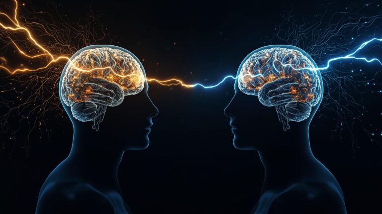 A high-quality cinematic digital art piece showing two stylized human