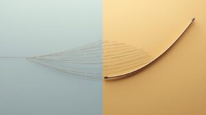 Abstract minimalist composition A taut bowstring being pulled too hard creating tension lines and distortion representing forced intention