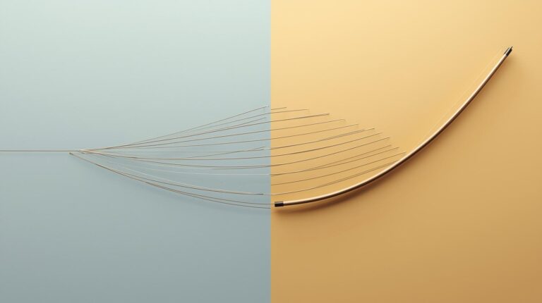 Abstract minimalist composition A taut bowstring being pulled too hard creating tension lines and distortion representing forced intention
