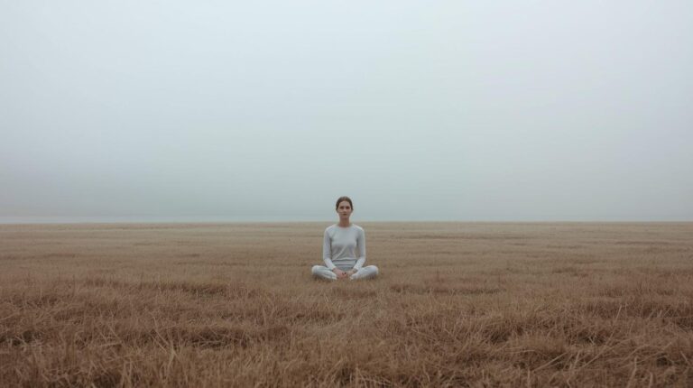 Minimalist photograph_ Person sitting in vast open landscape (2)
