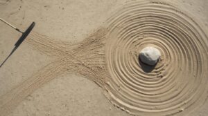 Minimalist zen garden photograph from above_