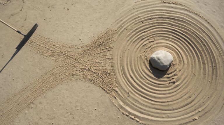 Minimalist zen garden photograph from above_
